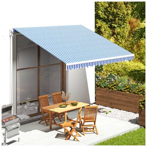 Lusso Casadino -  Tessuto Di Ricambio Per Tenda Da Sole Blu E Bianco 4x3,5 M - Foto 6