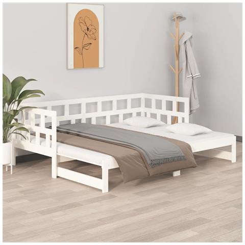 Lusso Casadino -  Dormeuse Estraibile Bianca Legno Massello Di Pino 2x(90x200) Cm - Foto 8