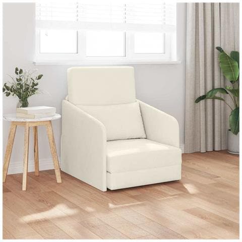 Divano Letto da Pavimento 2-in-1 Panna 65x80x83 cm in Velluto - Foto 2