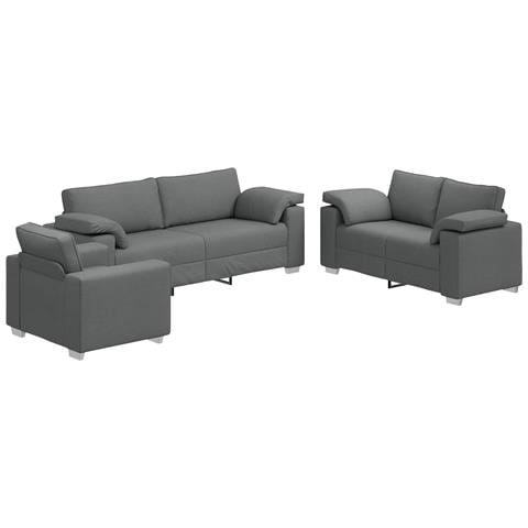 Set divano 3 pezzi con cuscini grigi scuri - Foto 1