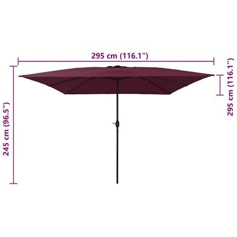 Parasol da Giardino Quadrato 295x245 cm Rosso Bordeaux - Foto 7