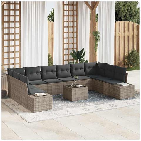 Set Divano da Giardino da 10 pezzi con Cuscini Nero in Polyrattan - Foto 2