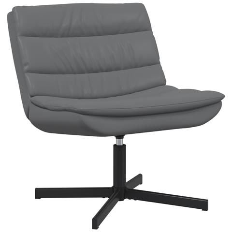 Sedia Girevole Grigia Pelle Sintetica Media Girevole - Foto 1