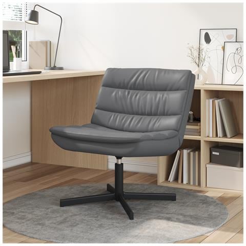 Sedia Girevole Grigia Pelle Sintetica Media Girevole - Foto 2