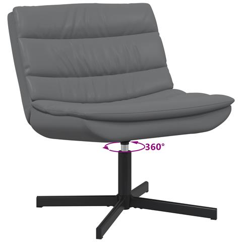 Sedia Girevole Grigia Pelle Sintetica Media Girevole - Foto 9