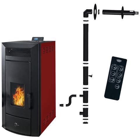 Stufa A Pellet Idraulica A Tenuta Stagna Kleona 22,7 Kw Bordeaux + Kit Di Installazione - Foto 6