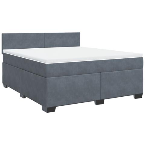 Giroletto a Molle con Materasso Grigio Scuro 180x200 cm Velluto - Foto 1