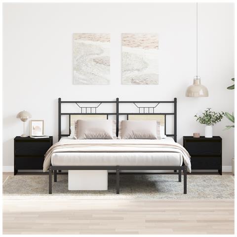Cabinetto da letto  2 pezzi Nero Rovere 45x34x44,5 cm Legno ingegnerizzato - Foto 2