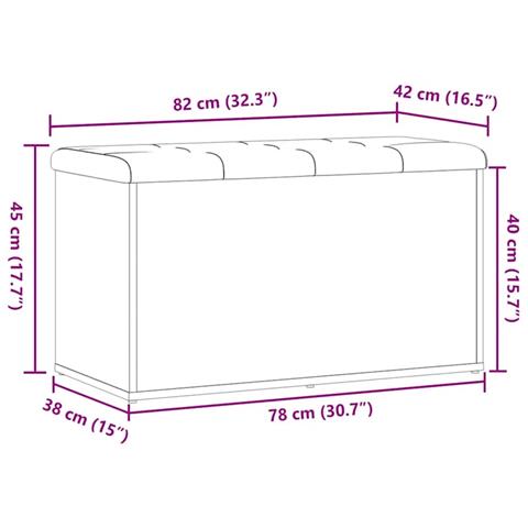 Panca Portaoggetti Rovere Artigianale 82x42x45 cm in Truciolato - Foto 8