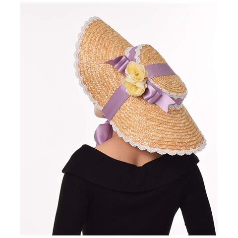 Cappello Di Paglia Grande Estivo Parasole Con Fiori E Nastri - Foto 2