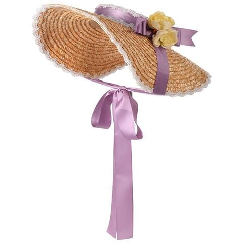 Cappello Di Paglia Grande Estivo Parasole Con Fiori E Nastri - Foto 1