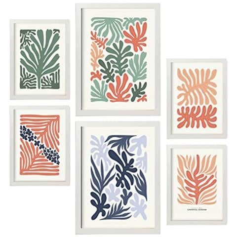 Set Di 6 Stampe Stampe Minimaliste Con Motivi Vegetali Pastello Di Paesaggi E Natura Per L'interior Design A3 & A4 Cornice Bianca - Foto 1
