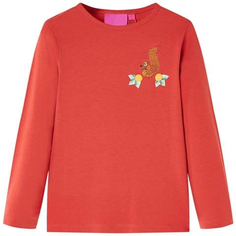 Maglietta da Bambina Maniche Lunghe Rosso Bruciato 128 - Foto 1