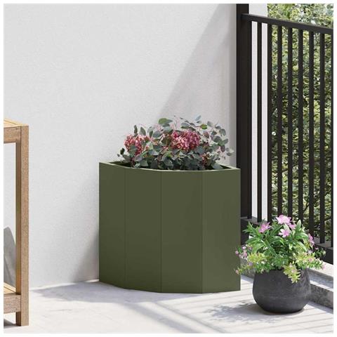 Vaso d'angolo Oliver verde 30 x 30 x 35 cm Acciaio - Foto 2