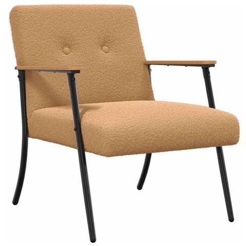 poltrona Beige 59 x 75 x 78 cm Tessuto simile alla lana ricci - Foto 1