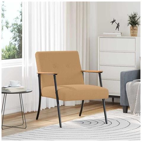 poltrona Beige 59 x 75 x 78 cm Tessuto simile alla lana ricci - Foto 2