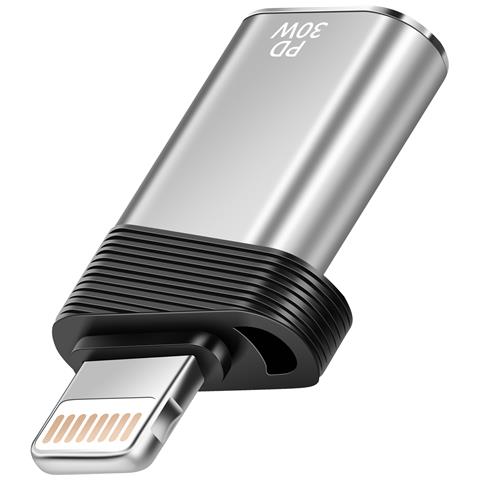 Adattatore Usb C A Lightning Ricarica Rapida 30w Pd E Trasferimento 480mbps, Nero - Foto 2