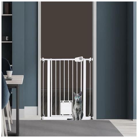 Bettacare Cancelletto Per Animali Con Gattaiola Bloccabile, 100.8cm - 108.4cm, Bianco, Altezza Di 75cm - Foto 2