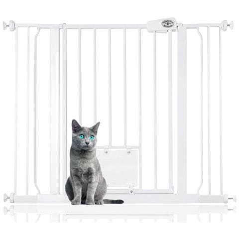 Bettacare Cancelletto Per Animali Con Gattaiola Bloccabile, 100.8cm - 108.4cm, Bianco, Altezza Di 75cm - Foto 1