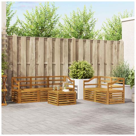 Set divani 6 pcs Naturale Legno di Acacia Massello - Foto 2