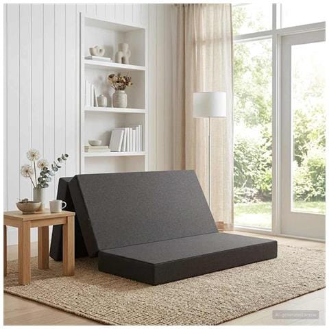 Divano Letto Pieghevole 120 x 67 x 45 cm Grigio Scuro - Foto 2