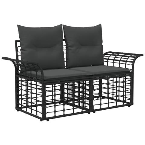Loveseat da esterno 2 pcs Nero e Grigio scuro polyrattan - Foto 1