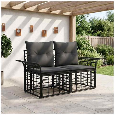 Loveseat da esterno 2 pcs Nero e Grigio scuro polyrattan - Foto 2
