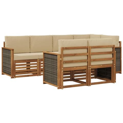 Set divano sezionale con cuscino 6 pcs Naturale - Foto 1