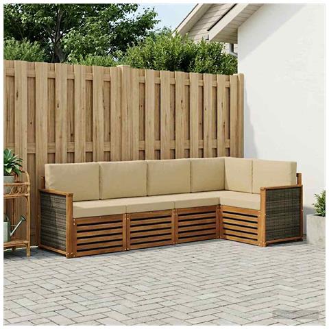 Set divano sezionale con cuscino 6 pcs Naturale - Foto 2