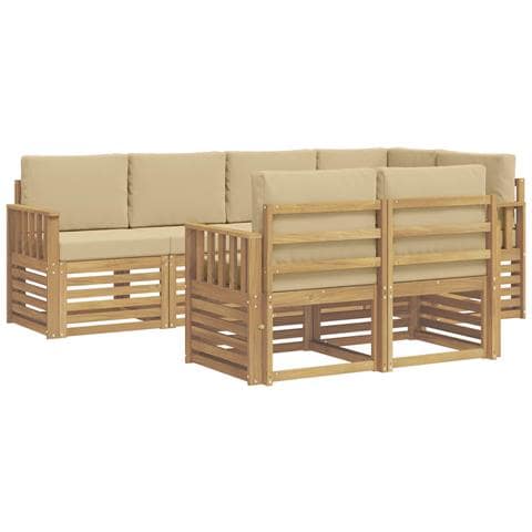 Set di divani da esterno 7 pcs Bianco e Beige - Foto 1