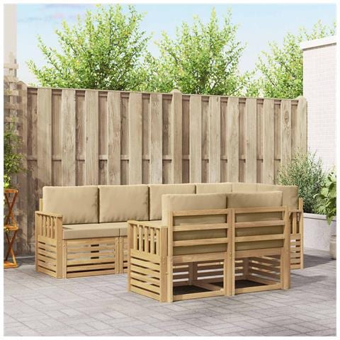 Set di divani da esterno 7 pcs Bianco e Beige - Foto 2