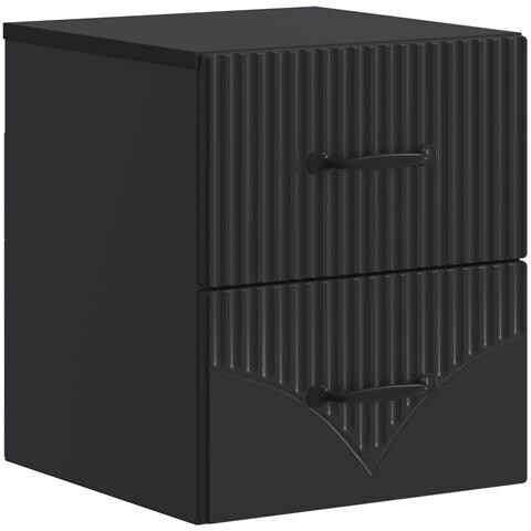 Mobiletto da notte a muro con cassetto Nero 34,5 x 33 x 40 cm - Foto 1