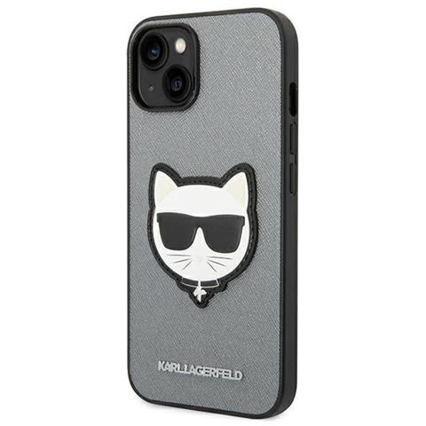 Karl Lagerfeld Klhcp14msapchg Iphone 14 Plus 6.7 Custodia Argento Saffiano Choupette Head Patch - Foto 2