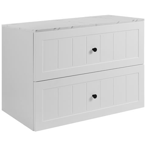 Mobile sottolavabo Kaschmir 100 cmMobileda bagno, Piano di lavoro effetto marmo bianco, Ripiano bianco - Foto 1