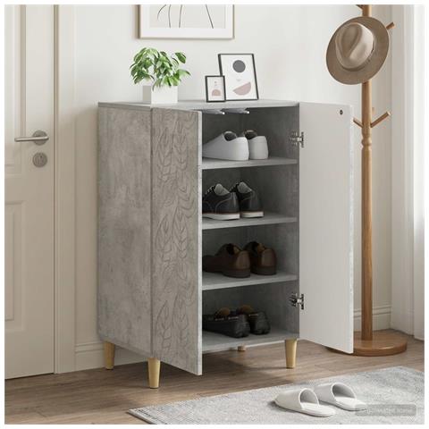 Mobile per scarpe DELFT 59,5 x 39,5 x 90 cm Grigio Cemento - Foto 2