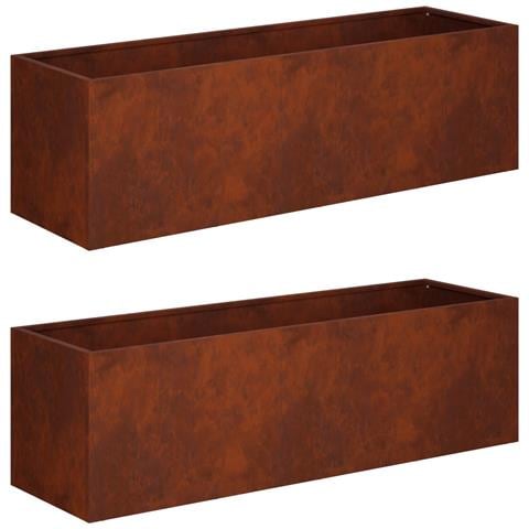 Vaso da giardino 2 pz Ruggine 100 x 30 x 30 cm Acciaio Corten - Foto 1