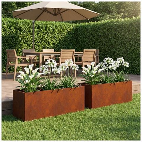 Vaso da giardino 2 pz Ruggine 100 x 30 x 30 cm Acciaio Corten - Foto 2