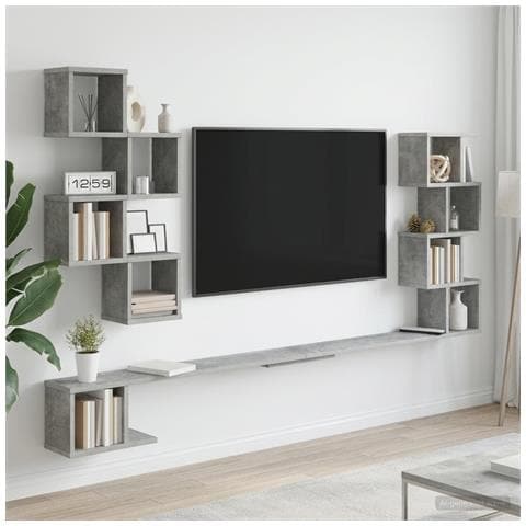 Mensola per TV da muro Grigio Cemento 180 x 15 x 94 cm - Foto 2