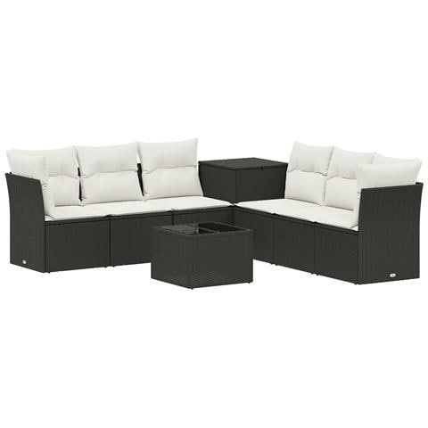 Set di divani 8 pz Nero e Bianco Crema - Foto 1