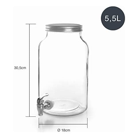 61951 - Brocca dispenser in vetro - Buffet - Rubinetto integrato - Perfetta per l'acqua, - Foto 3
