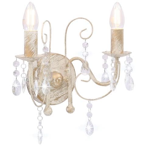 Lampada da Muro con Perle Bianca per 2 Lampadine E14 - Foto 1