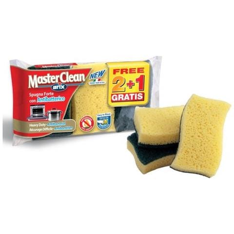 Confezione 3 Spugne ""forti"" Fabrasive Master Clean Con Antibatterico - Foto 1