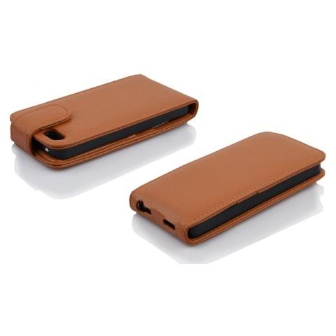 Custodia Compatibile Con Apple Iphone 5c In Marrone Cioccolata - Coperchio Protettivo In Design Flip Realizzato In Similpelle Testurizzata - Foto 2