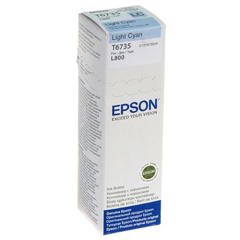 C13T67354A Cartuccia Ink Originale Ciano Chiaro per Epson L1800, L800, L810, L850 Capacità 1800 Pagine - Foto 1