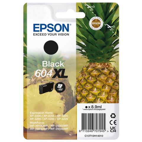 Ananas 604XL Cartuccia Ink Originale Nero per Expression Home XP-2200 / 3200 / WorkForce WF-2910 Capacità 500 Pagine - Foto 2