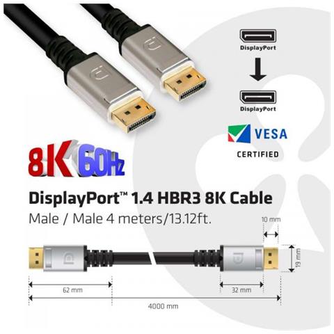 Displayport 1.4 Hbr3 8k Cable M /m 4m / 13.12ft - Foto 2