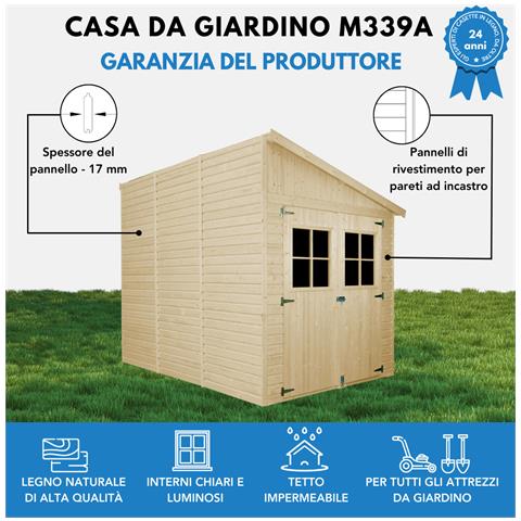 Casa Da Giardino In Legno Naturale (con Parete Laterale) Con Pavimento Impregnato 318x216 Cm / 6,2 M² - Timbela M339a+m339g - Foto 7