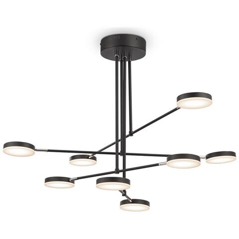 Lampadario A Sospensione Moderno Fad Metallo Nero Acrilico 8 Luci Led49w - Foto 1