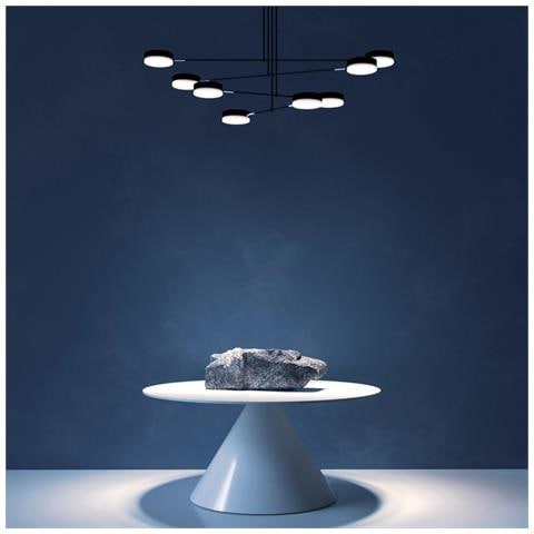 Lampadario A Sospensione Moderno Fad Metallo Nero Acrilico 8 Luci Led49w - Foto 5