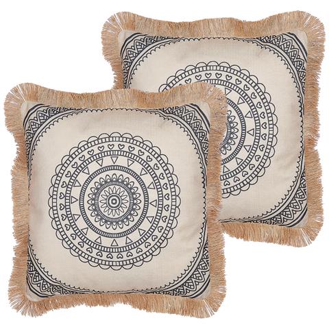 Set Di 2 Cuscini Agrimony 45 X 45 Cm Nero Trama Orientale - Foto 2